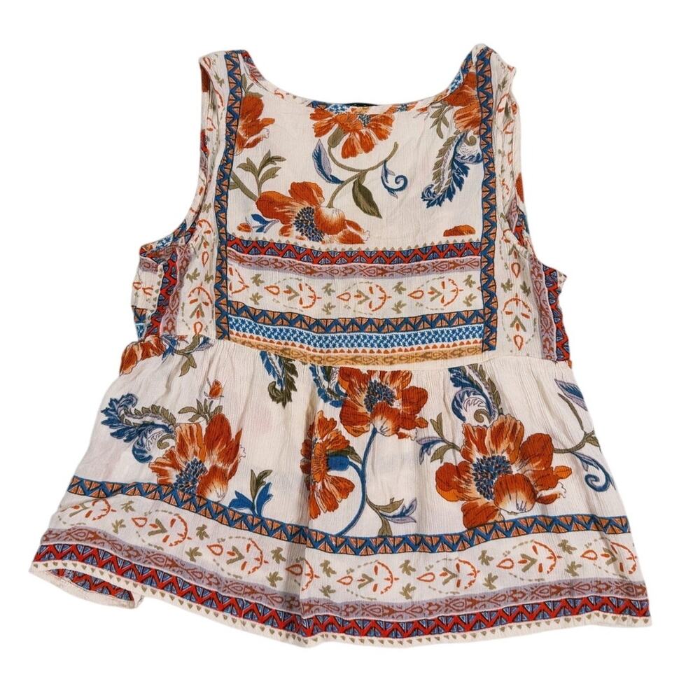Patrons of Peace Floral Babydoll Tank Top Size Small Orange Boho Indie Hippie - Picture 3 of 10